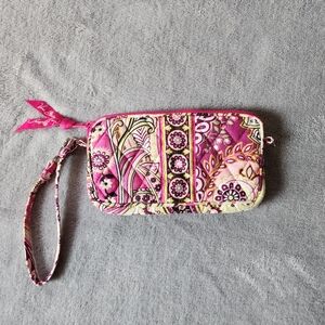 Vera Bradley Very Berry Paisley Pink Floral Walled Wristlet Clutch